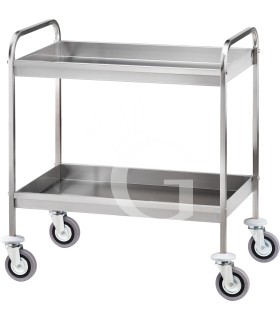 Abräumwagen – Edelstahl – 2 Wannen – B 910 mm x T 570 mm x H 970 mm