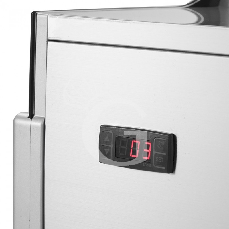 copy of Tischkühlvitrine – schwarz & Edelstahlfarben – belüftet – Kapazität 120 Liter – LED-Innenbeleuchtung