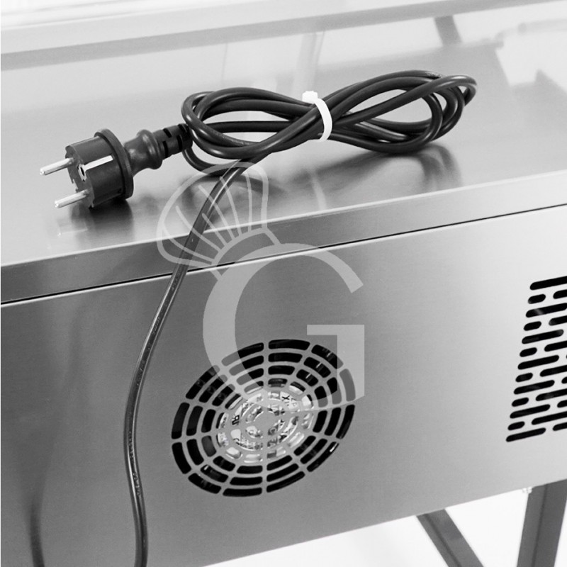 copy of Tischkühlvitrine – schwarz & Edelstahlfarben – belüftet – Kapazität 120 Liter – LED-Innenbeleuchtung