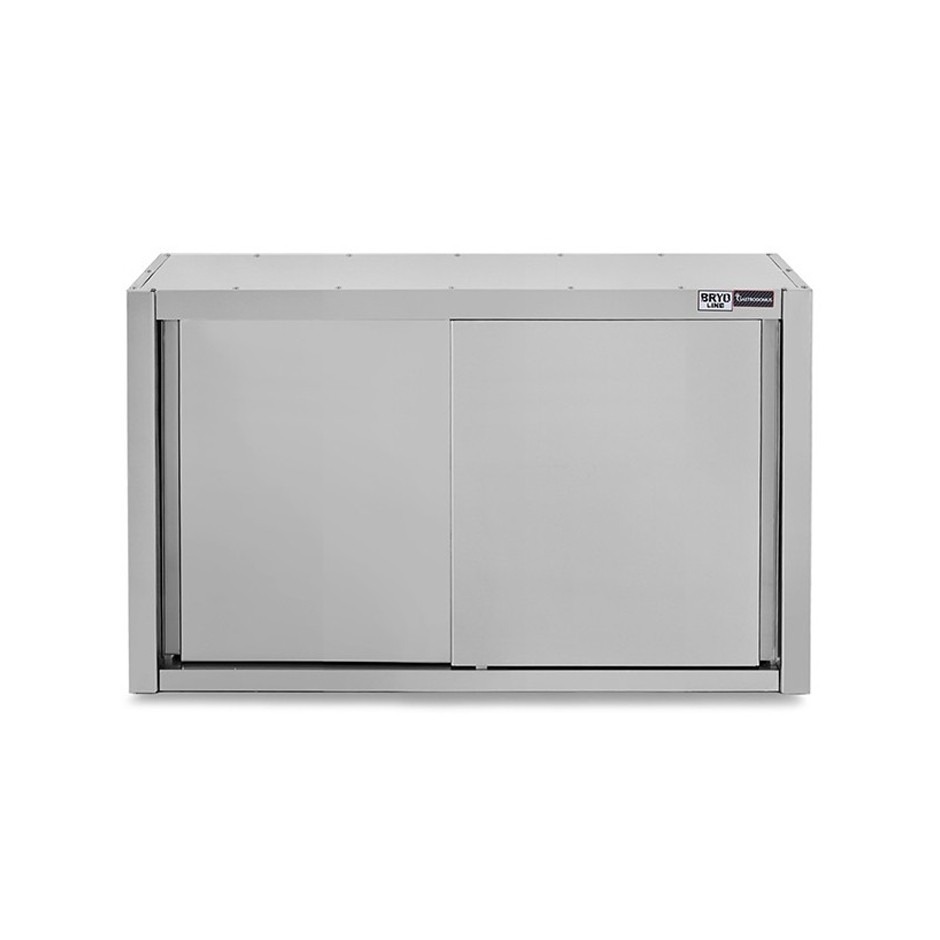 Wandhängeschrank, Edelstahl, Schiebetüren, 2 Regalböden, B 1100 x T 400 x H 1100 mm