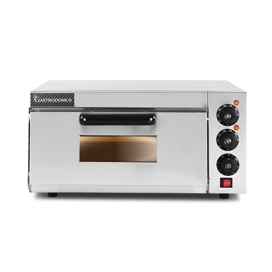 Elektro-Pizzaofen, 1 Backkammer, für 1 Pizza (Ø 320 mm), mechanische Kontrolle, 350 °C, 2 kW