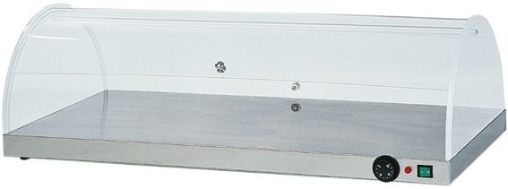 Warmhalteplatte mit Plexiglas-Abdeckung, Edelstahl, B 1000 mm x T 500 mm x H 300 mm