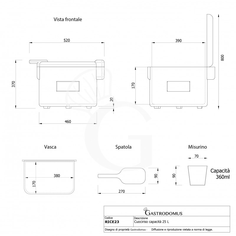 Reiskocher (23 Liter), Ø 580 mm, H 370 mm, 3 kW