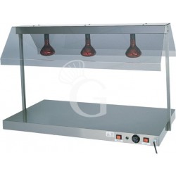 Infrarot-Wärmebrücke mit Warmhalteplatte, 3 Infrarotlampen, Edelstahl