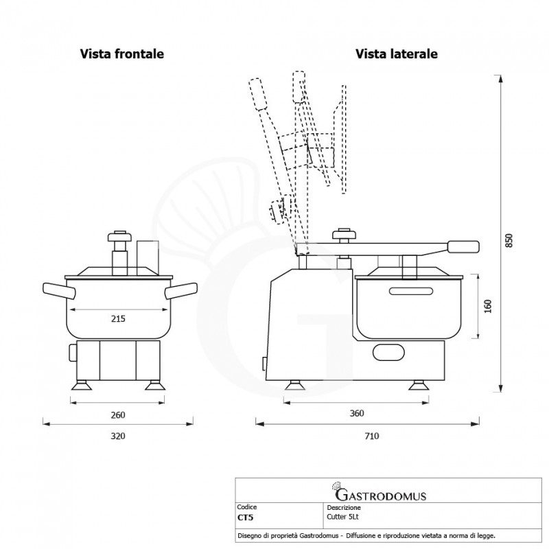 Küchenkutter / Tischkutter (5 Liter), einphasig, 1 HP