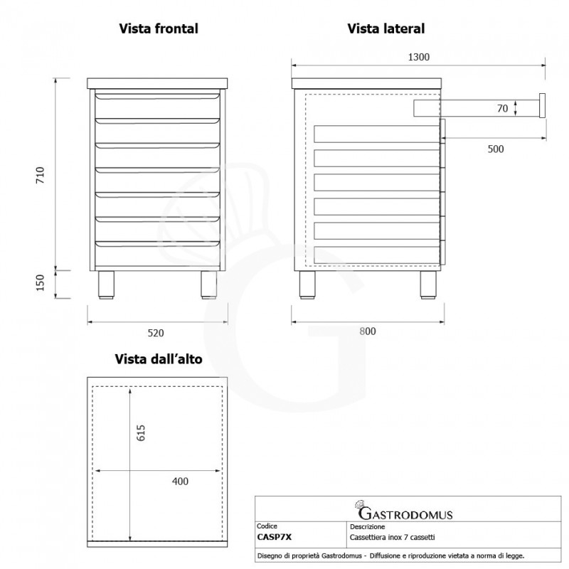 copy of Cassettiera inox per contenitore impasti pizza