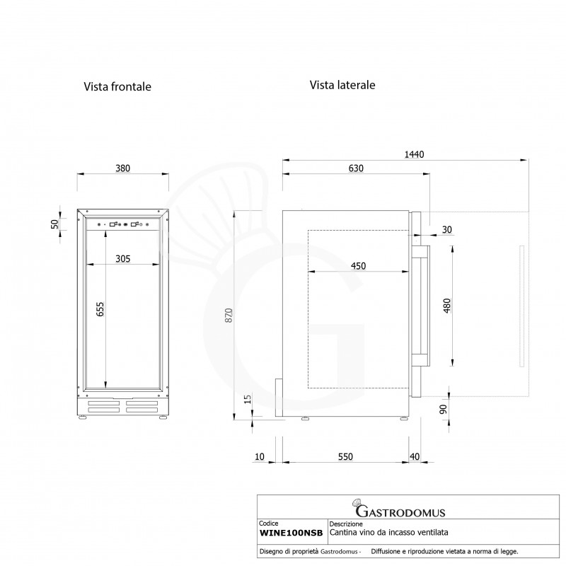 copy of Espositore refrigerato per vino - 3+1 ripiani cromati - capacità 85 LT - temp. + 4° C / + 10° C