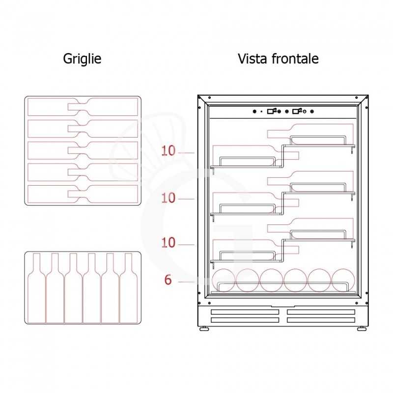 copy of Espositore refrigerato per vino - 3+1 ripiani cromati - capacità 85 LT - temp. + 4° C / + 10° C