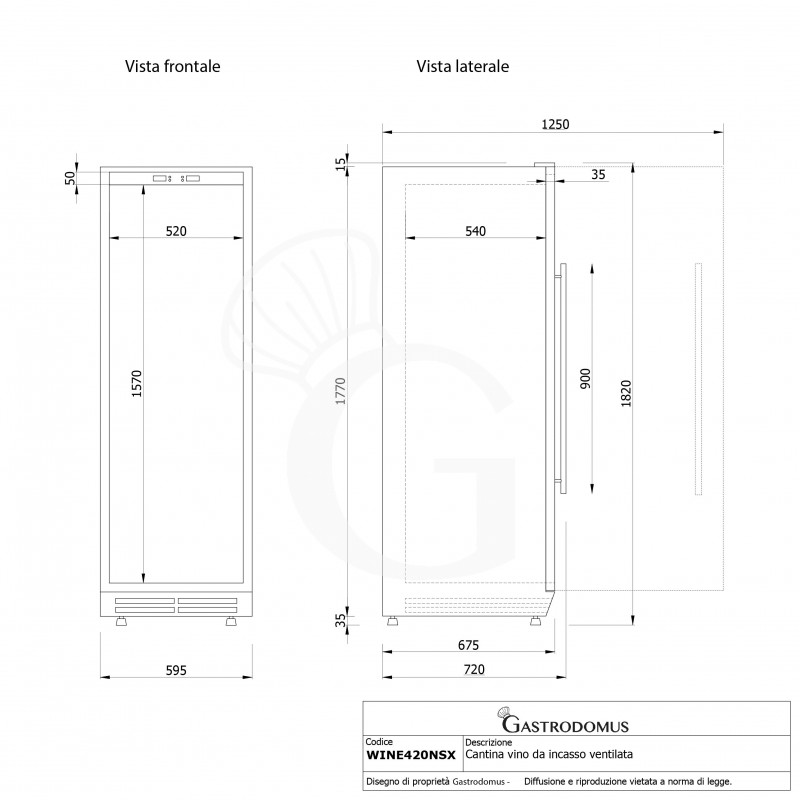 copy of Espositore refrigerato per vino - 3+1 ripiani cromati - capacità 85 LT - temp. + 4° C / + 10° C