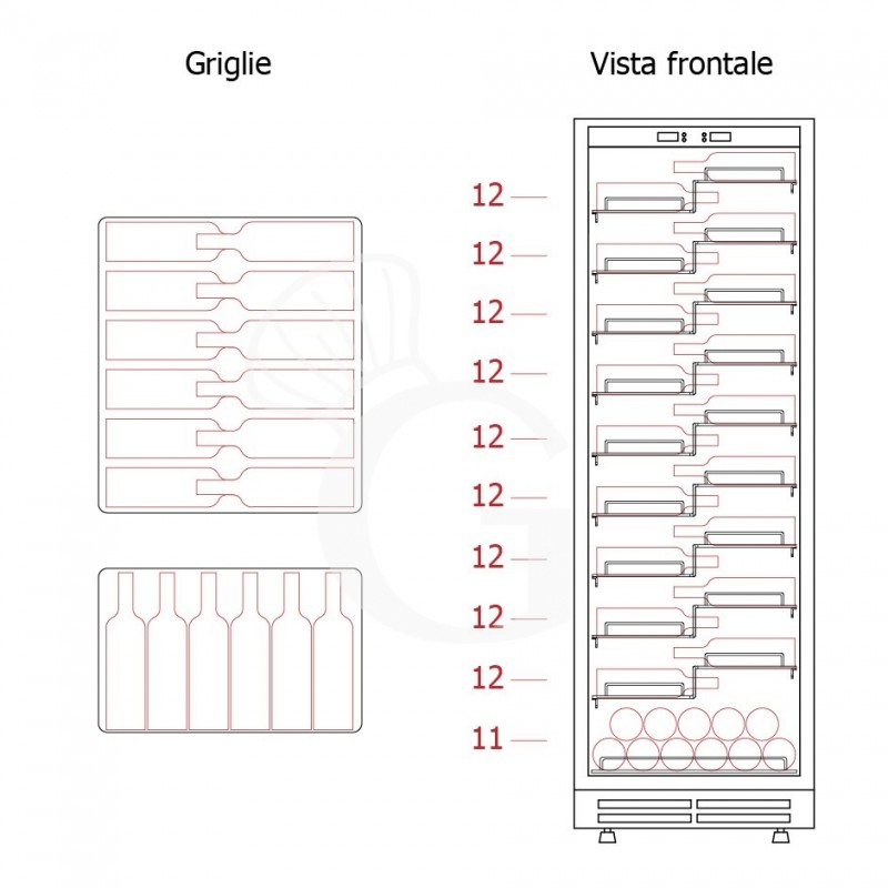 copy of Espositore refrigerato per vino - 3+1 ripiani cromati - capacità 85 LT - temp. + 4° C / + 10° C