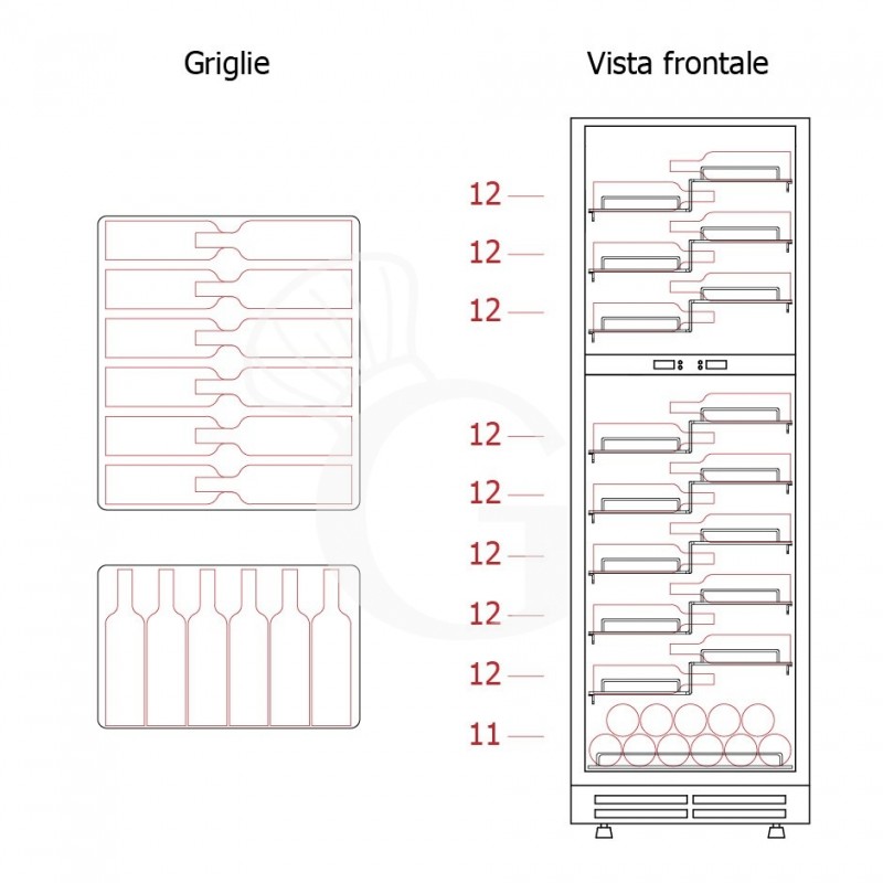 copy of Espositore refrigerato per vino - 3+1 ripiani cromati - capacità 85 LT - temp. + 4° C / + 10° C