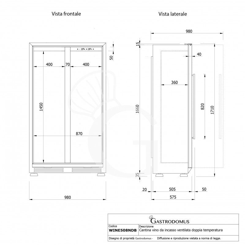 copy of Espositore refrigerato per vino - 3+1 ripiani cromati - capacità 85 LT - temp. + 4° C / + 10° C