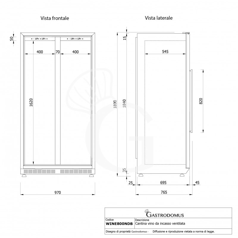 copy of Espositore refrigerato per vino - 3+1 ripiani cromati - capacità 85 LT - temp. + 4° C / + 10° C