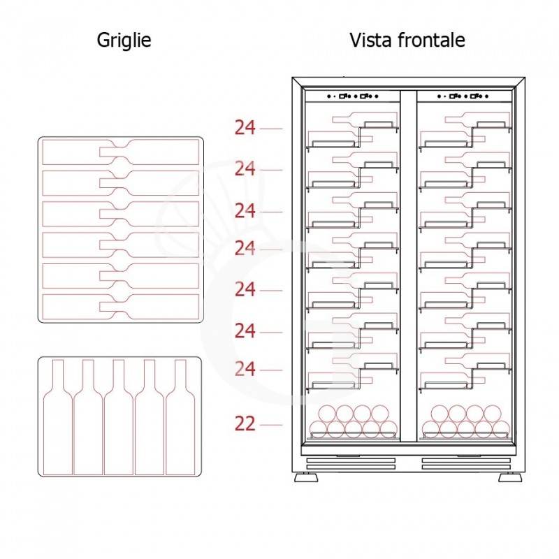 copy of Espositore refrigerato per vino - 3+1 ripiani cromati - capacità 85 LT - temp. + 4° C / + 10° C
