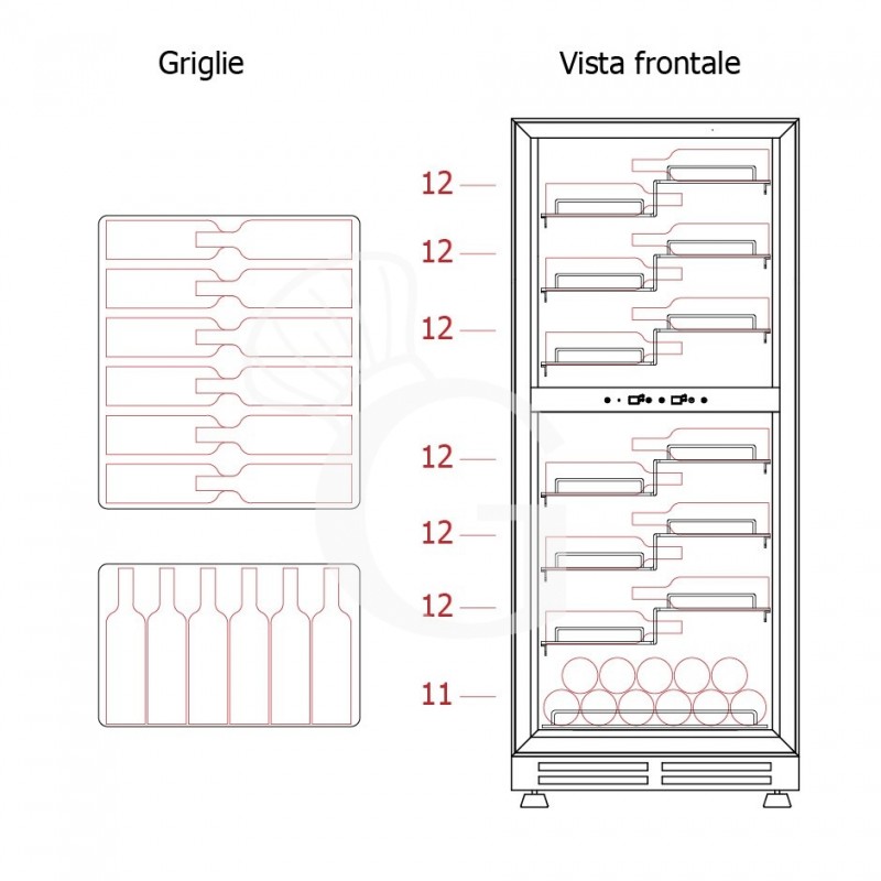 copy of Espositore refrigerato per vino - 3+1 ripiani cromati - capacità 85 LT - temp. + 4° C / + 10° C