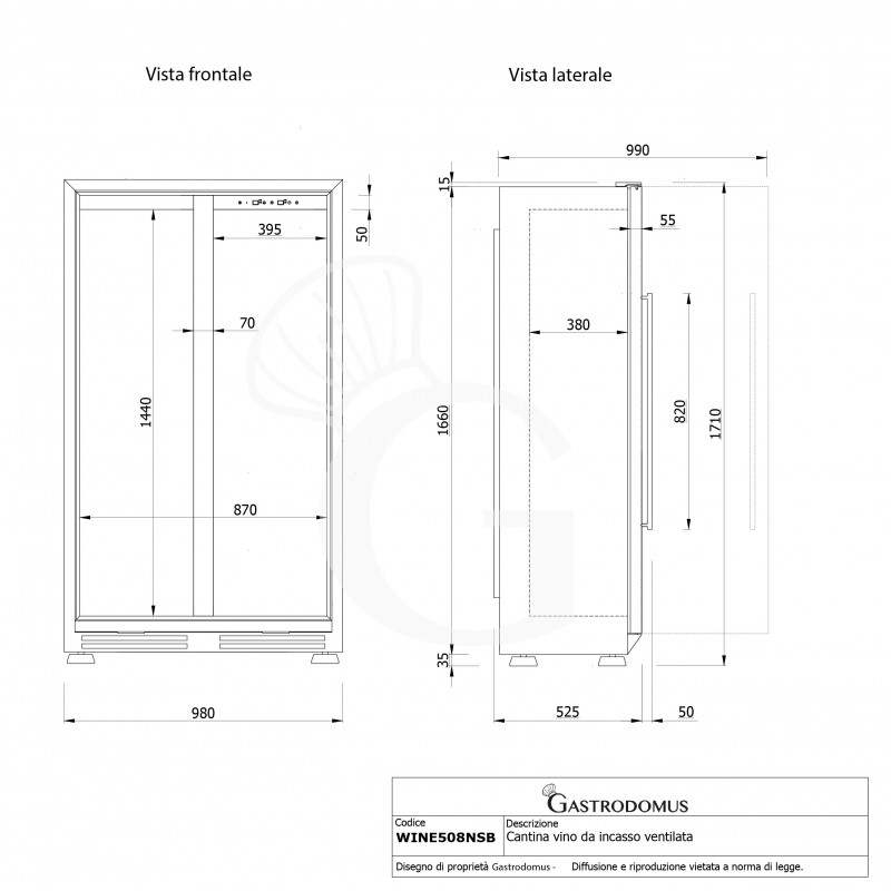 copy of Espositore refrigerato per vino - 3+1 ripiani cromati - capacità 85 LT - temp. + 4° C / + 10° C