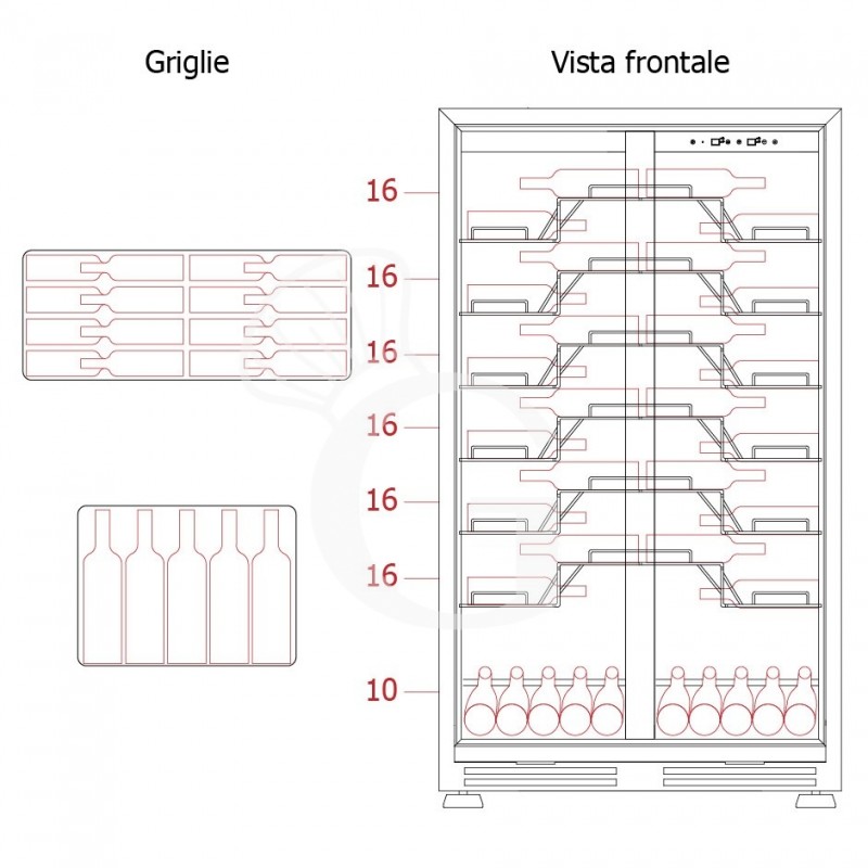 copy of Espositore refrigerato per vino - 3+1 ripiani cromati - capacità 85 LT - temp. + 4° C / + 10° C