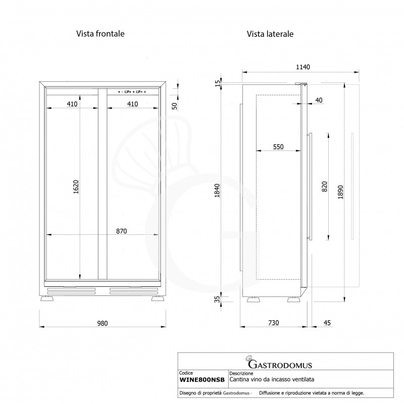 copy of Espositore refrigerato per vino - 3+1 ripiani cromati - capacità 85 LT - temp. + 4° C / + 10° C