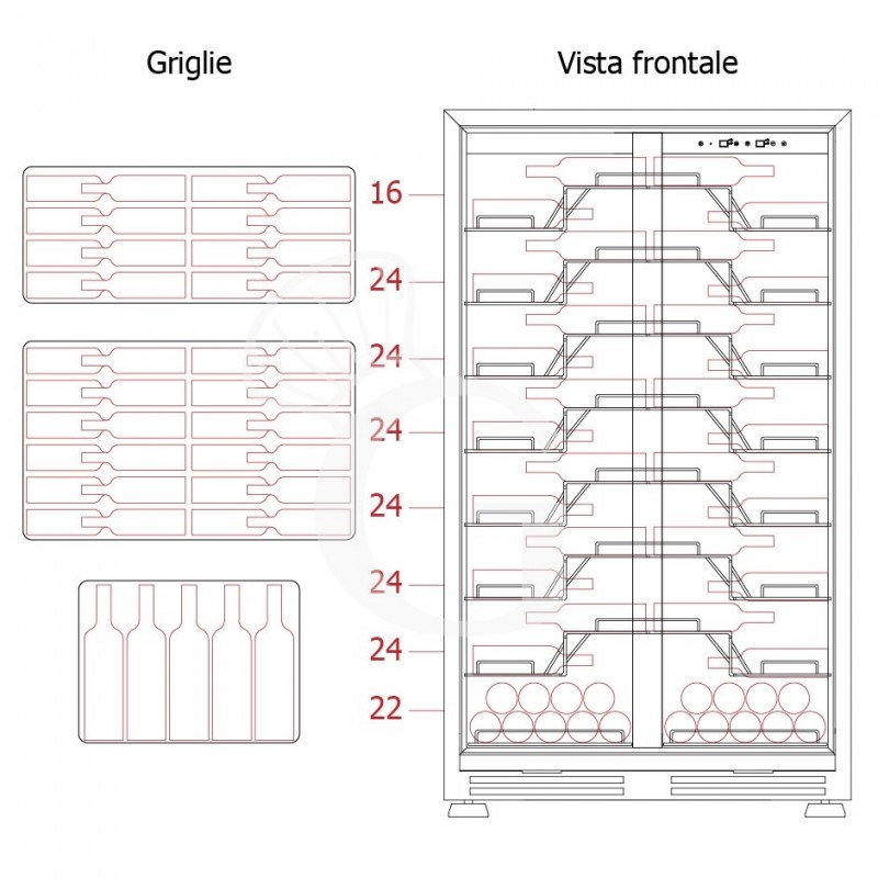 copy of Espositore refrigerato per vino - 3+1 ripiani cromati - capacità 85 LT - temp. + 4° C / + 10° C
