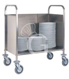 Tellerwagen, Edelstahl und Stahlblech, B 910 mm x T 570 mm x H 1010 mm