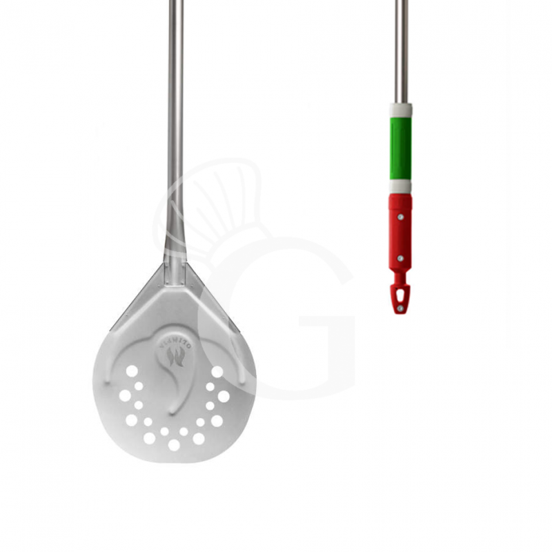 copy of Pala per cuocere forata in acciaio inox - diametro 18 cm - altezza 170 cm