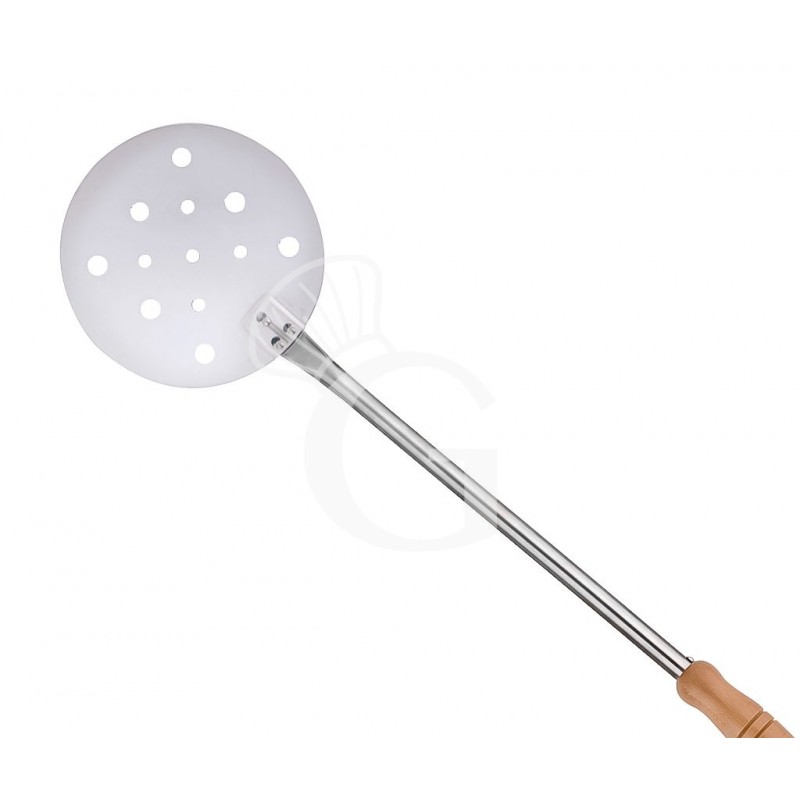 Pizzaschaufel, Edelstahl, rund, gelocht, Ø 220 mm, H 1700 mm