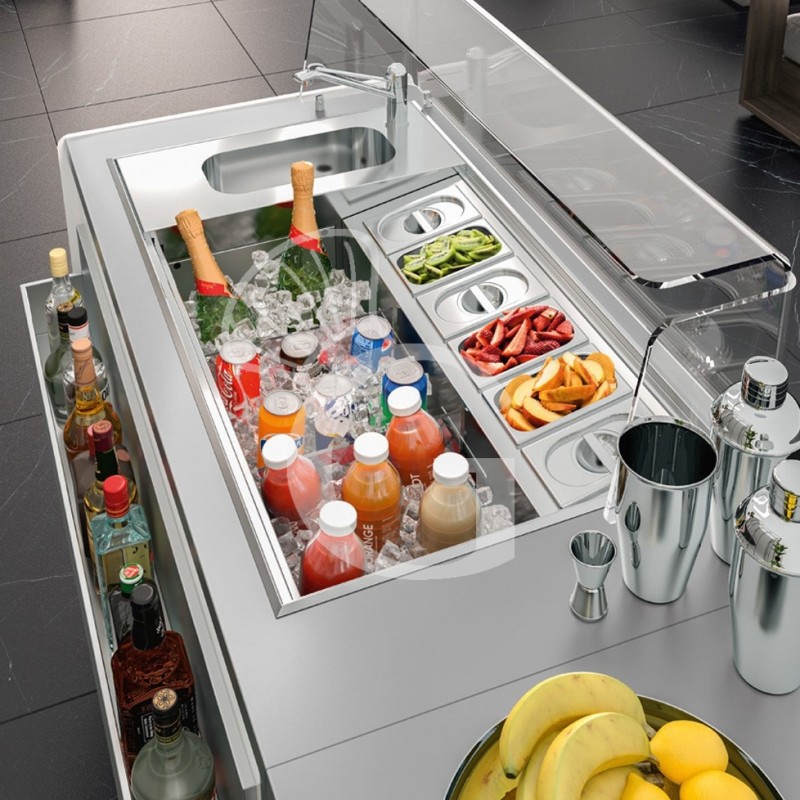 copy of Banco bar refrigerato con motore incorporato, temperatura +4°C/+8°C, L 1044 mm x P 550 mm x H 920 mm