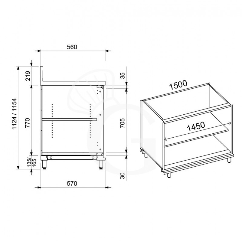 copy of Banco bar neutro a giorno L 250 mm x P 550 mm x H 920 mm