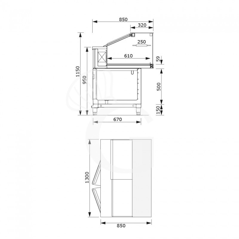 copy of Banco bar refrigerato con motore incorporato, temperatura +4°C/+8°C, L 1044 mm x P 550 mm x H 920 mm