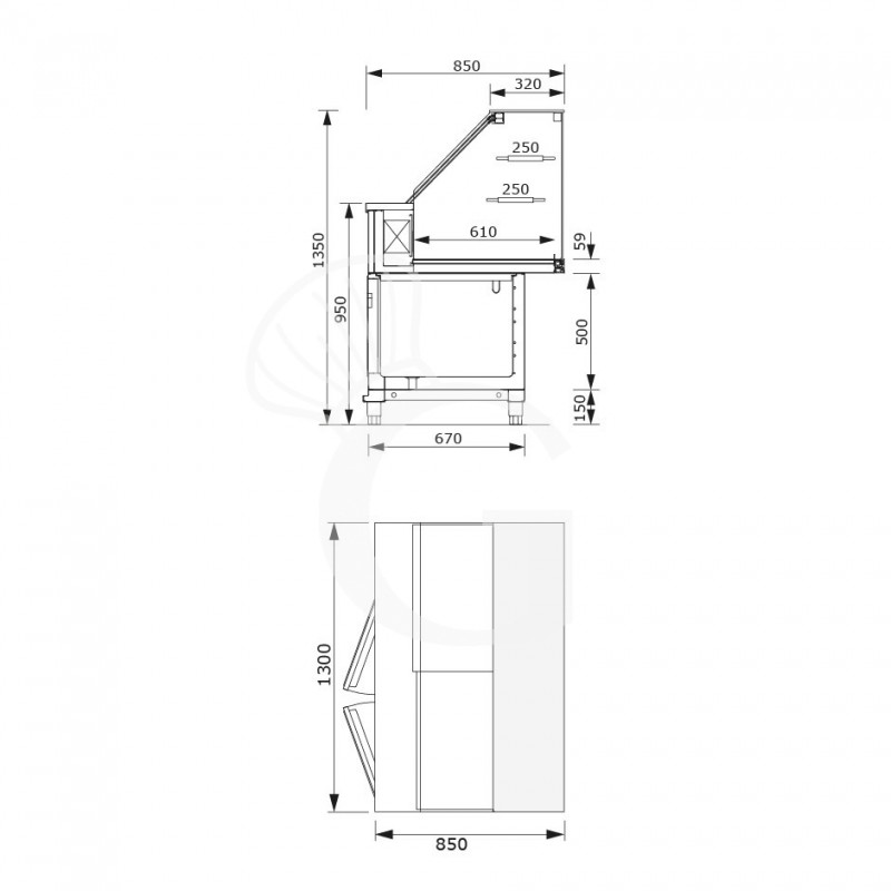 copy of Banco bar refrigerato con motore incorporato, temperatura +4°C/+8°C, L 1044 mm x P 550 mm x H 920 mm