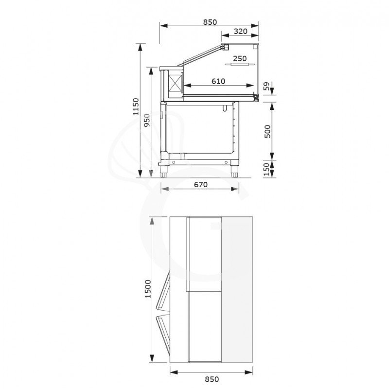 copy of Banco bar refrigerato con motore incorporato, temperatura +4°C/+8°C, L 1044 mm x P 550 mm x H 920 mm
