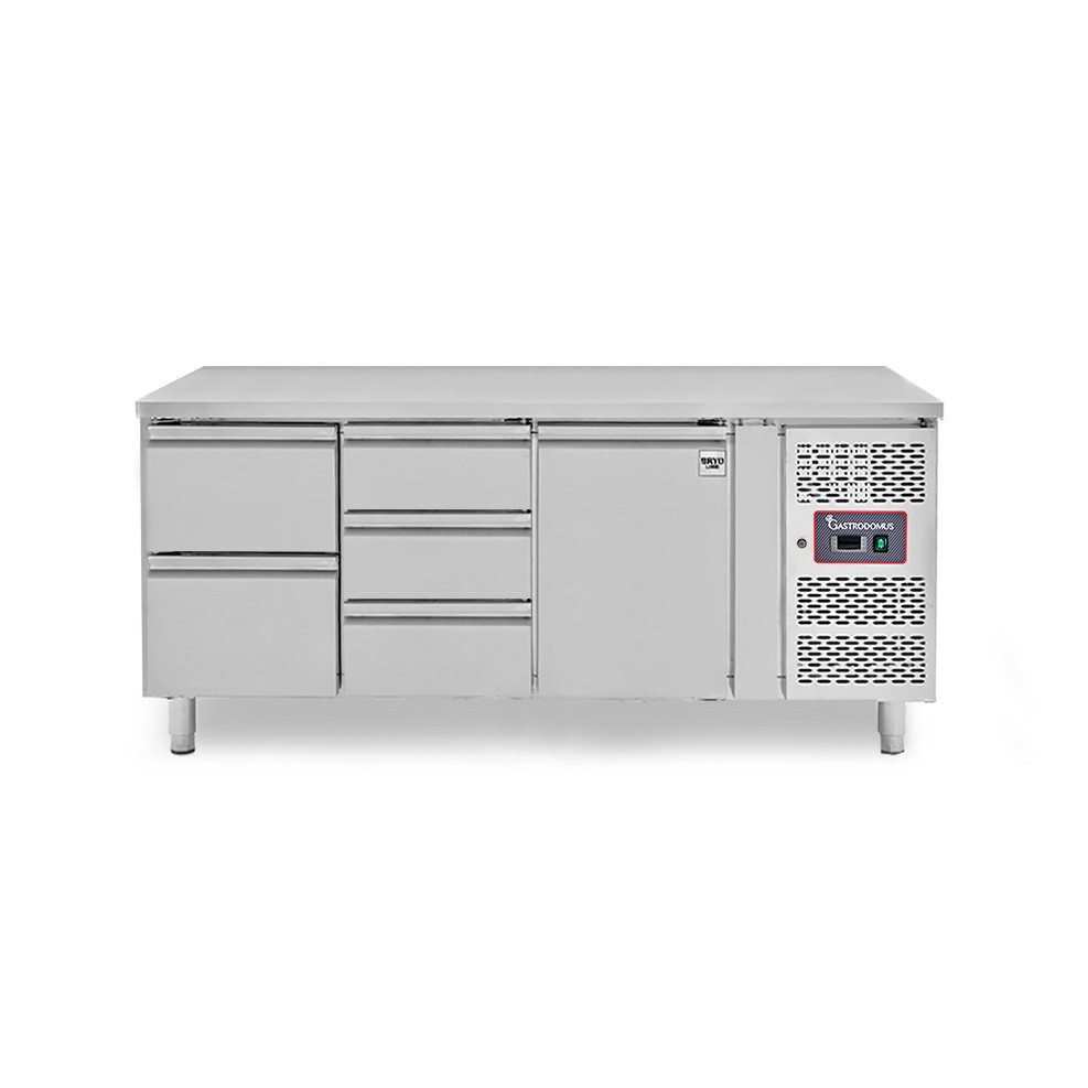 Kühltisch, 1 Tür, 5 Schubladen, Tiefe 700 mm, -2°C/+8°C
