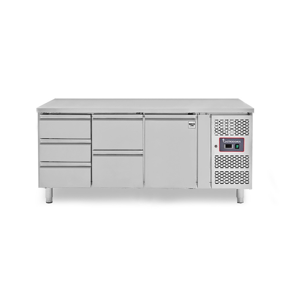 Kühltisch, 1 Tür, 5 Schubladen, Tiefe 700 mm, -2°C/+8°C