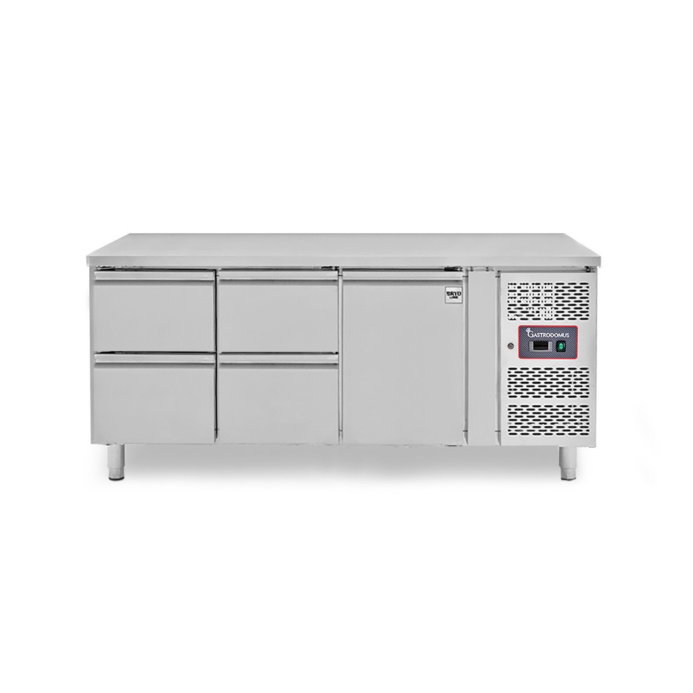 Kühltisch, 1 Tür, 4 Schubladen, Tiefe 700 mm, -2°C/+8°C, Aufkantung