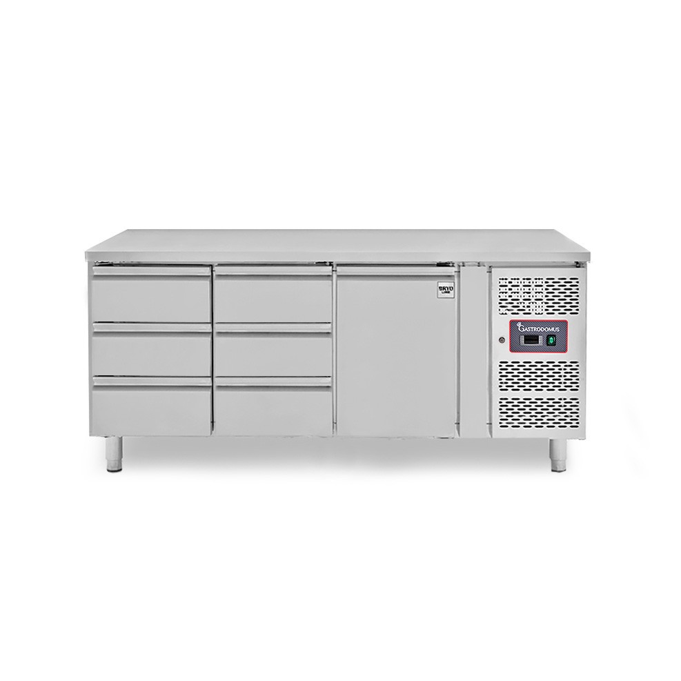 Kühltisch, 1 Tür, 6 Schubladen, Tiefe 700 mm, -2°C/+8°C