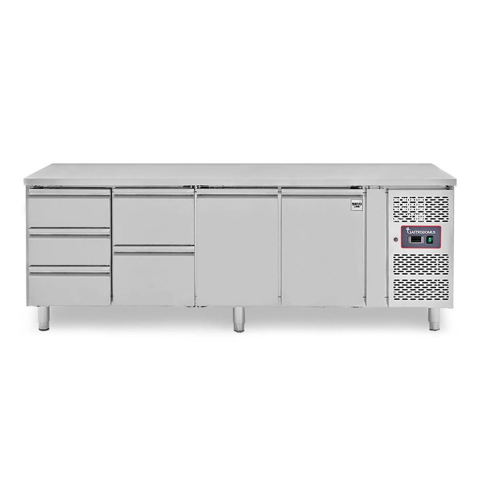 Kühltisch, 2 Türen, 5 Schubladen, Tiefe 700 mm, -2°C/+8°C