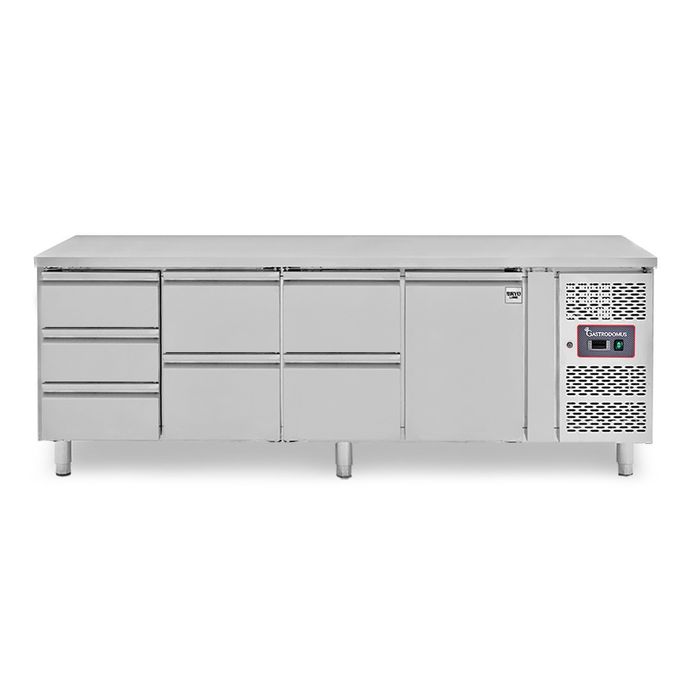 Kühltisch, 1 Tür, 7 Schubladen, Tiefe 700 mm, -2°C/+8°C