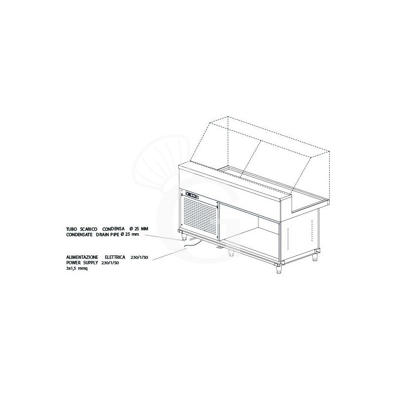 copy of Banco bar refrigerato con motore incorporato, temperatura +4°C/+8°C, L 1044 mm x P 550 mm x H 920 mm