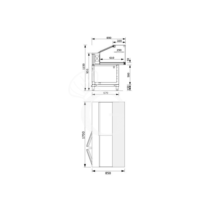 copy of Banco bar refrigerato con motore incorporato, temperatura +4°C/+8°C, L 1044 mm x P 550 mm x H 920 mm