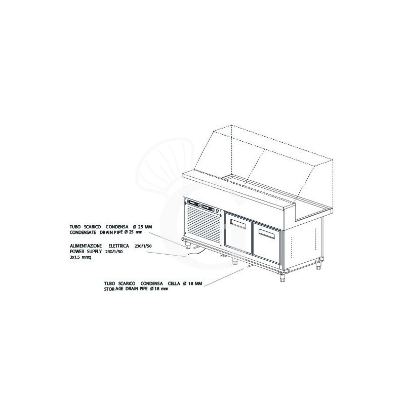 copy of Banco bar refrigerato con motore incorporato, temperatura +4°C/+8°C, L 1044 mm x P 550 mm x H 920 mm