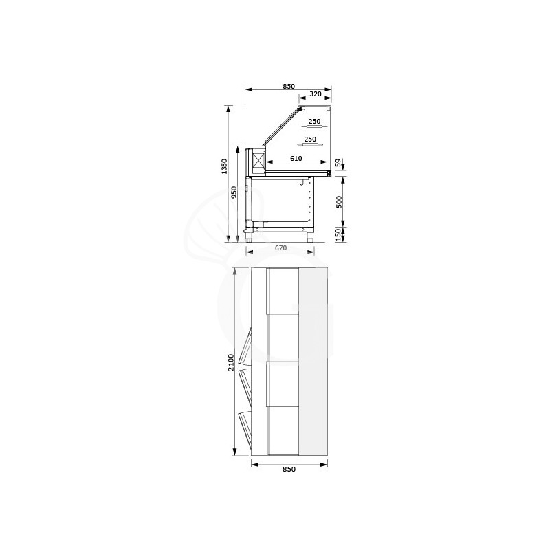 copy of Banco bar refrigerato con motore incorporato, temperatura +4°C/+8°C, L 1044 mm x P 550 mm x H 920 mm