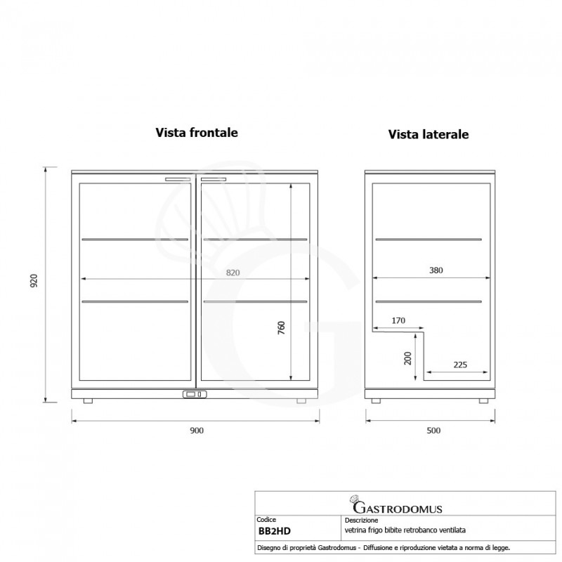 copy of Espositore refrigerato ventilato per bibite - capacità 133 LT - temp. +1° C/ + 10° C