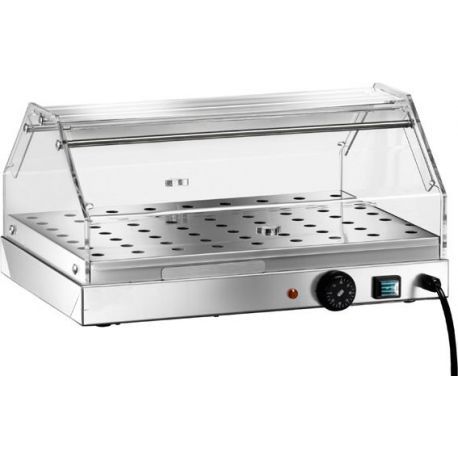 Wärmevitrine, Edelstahl und Plexiglass, 1 Etage, +30°C/+90°C, B 850 mm X T 350 mm X H 250 mm