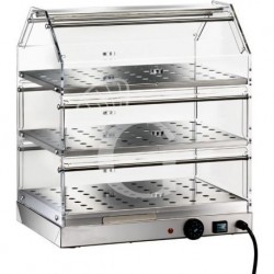 Wärmevitrine, Edelstahl und Plexiglass, 3 Etagen, +30°C/+90°C, B 850 mm X T 350 mm X H 540 mm