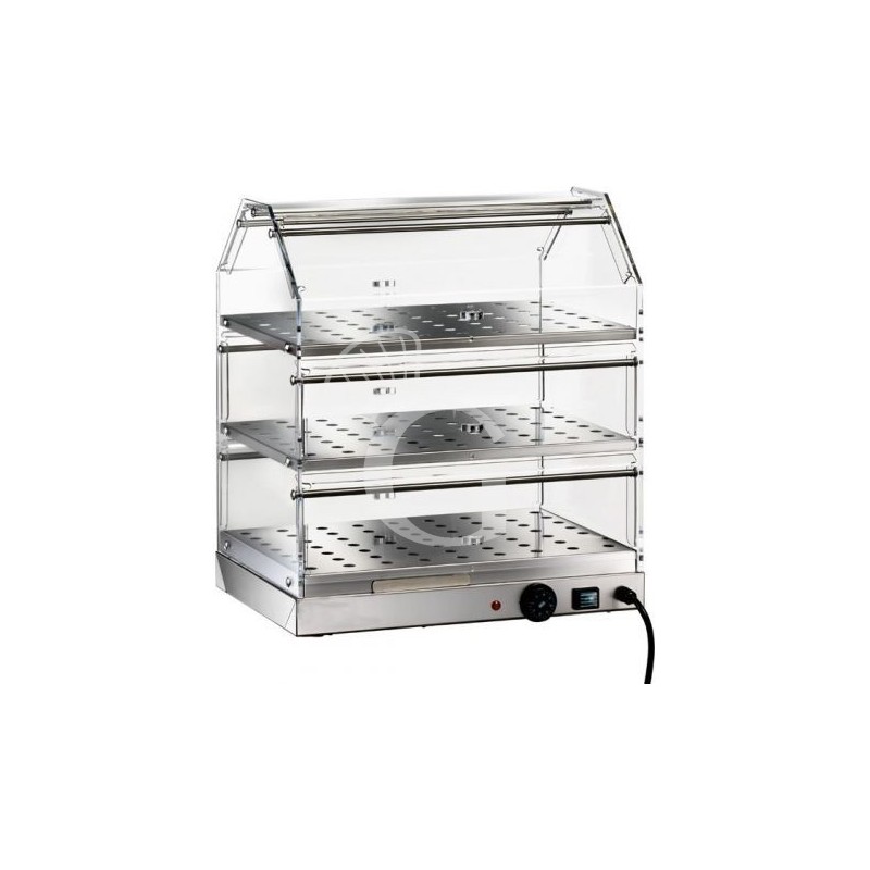Wärmevitrine, Edelstahl und Plexiglass, 3 Etagen, +30°C/+90°C, B 850 mm X T 350 mm X H 540 mm Wärmevitrine, Edelstahl und Plexiglass, 3 Etagen, +30°C/+90°C, B 850 mm X T 350 mm X H 540 mm