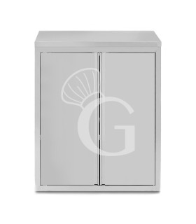 Wandhängeschrank, Edelstahl, 2 Flügeltüren, 2 Regalböden, B 900 mm x T 400 mm x H 1000 mm