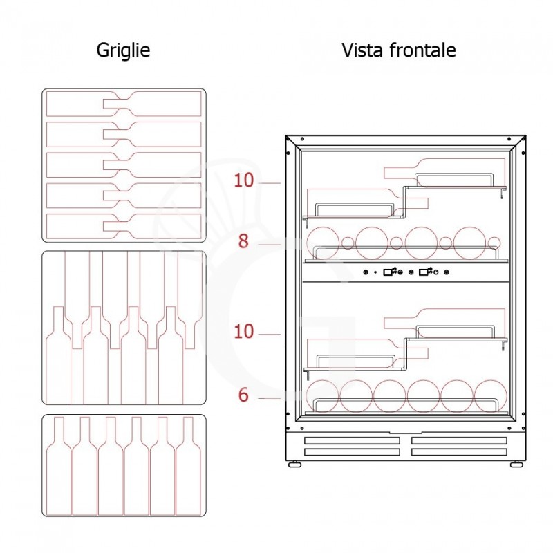 copy of Espositore refrigerato per vino - 3+1 ripiani cromati - capacità 85 LT - temp. + 4° C / + 10° C