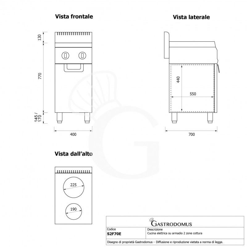 copy of Piano di cottura elettrico - 2 piastre - armadio aperto