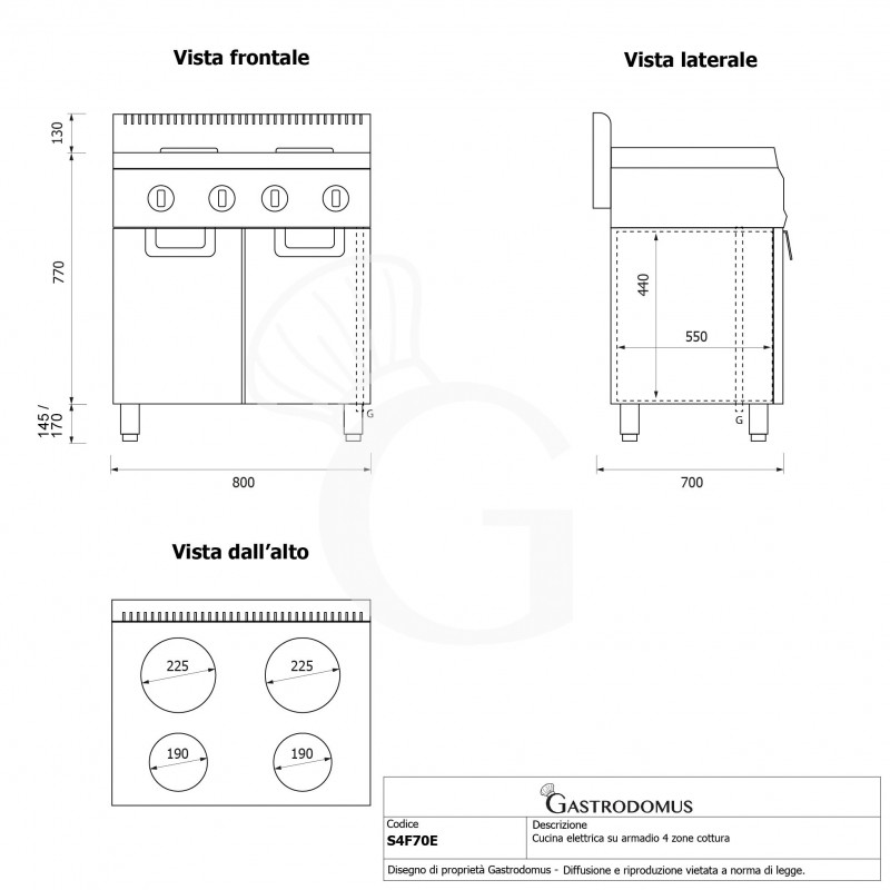 copy of Piano di cottura elettrico - 4 piastre - armadio aperto