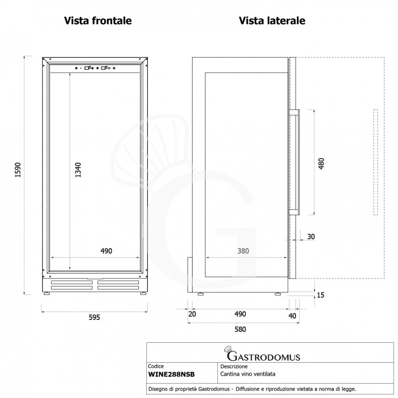 copy of Espositore refrigerato per vino - 3+1 ripiani cromati - capacità 85 LT - temp. + 4° C / + 10° C